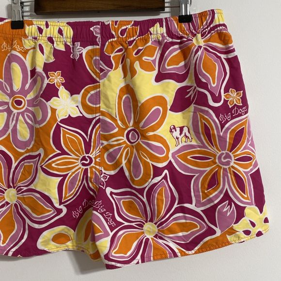 Big Dogs Shorts Men's XL Pink Yellow Orange White Tropical Floral Swim Trunks - Picture 9 of 12